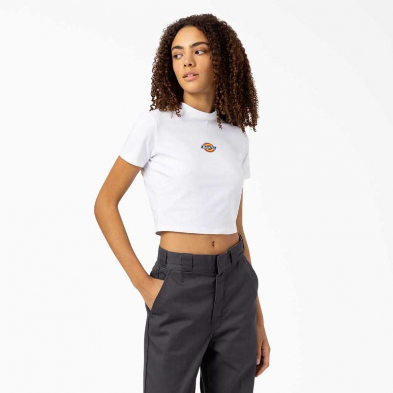 Dickies Maple Valley Cropped T-Shirt Bílé | CZ0002188