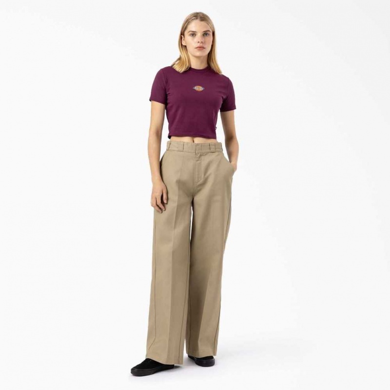 Dickies Maple Valley Cropped T-Shirt Grape Wine | CZ0002179