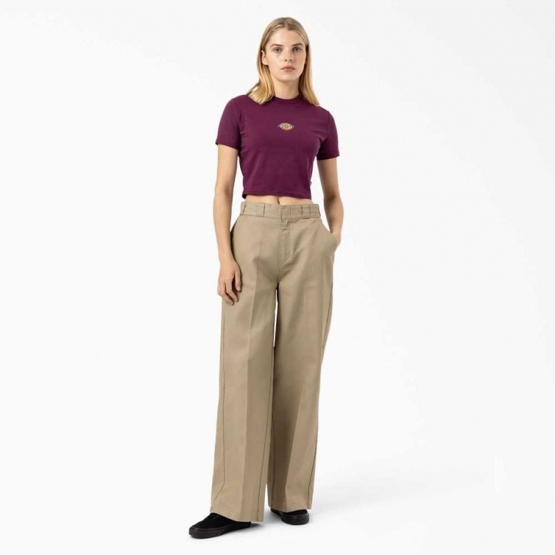 Dickies Maple Valley Cropped T-Shirt Grape Wine | CZ0002179