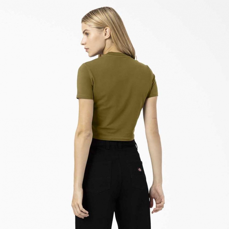 Dickies Maple Valley Cropped T-Shirt Zelene | CZ0002182