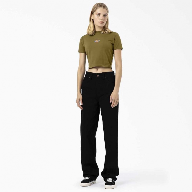 Dickies Maple Valley Cropped T-Shirt Zelene | CZ0002182