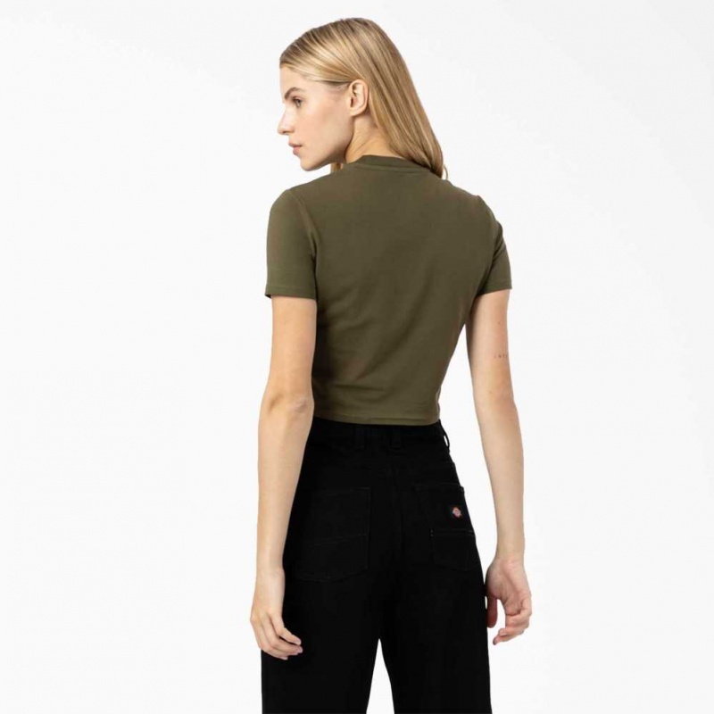 Dickies Maple Valley Cropped T-Shirt Zelene | CZ0002183