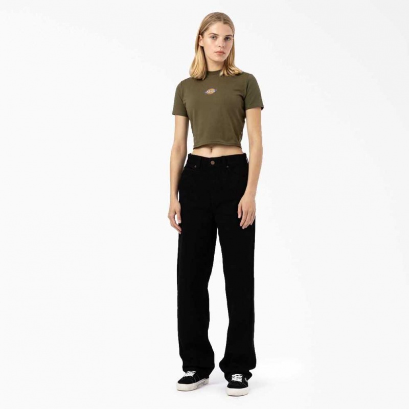 Dickies Maple Valley Cropped T-Shirt Zelene | CZ0002183