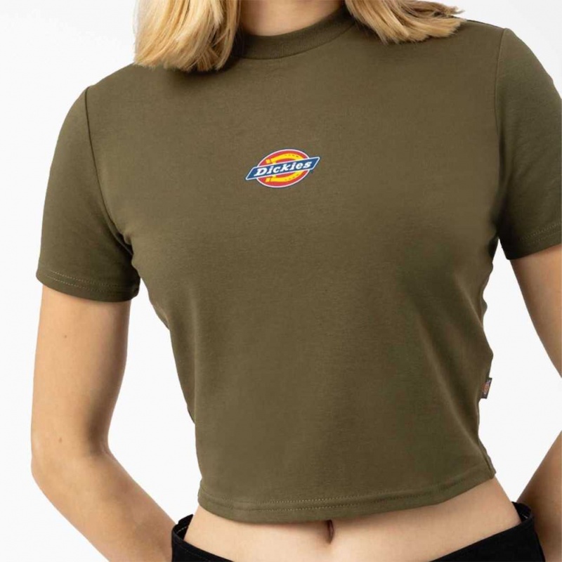 Dickies Maple Valley Cropped T-Shirt Zelene | CZ0002183