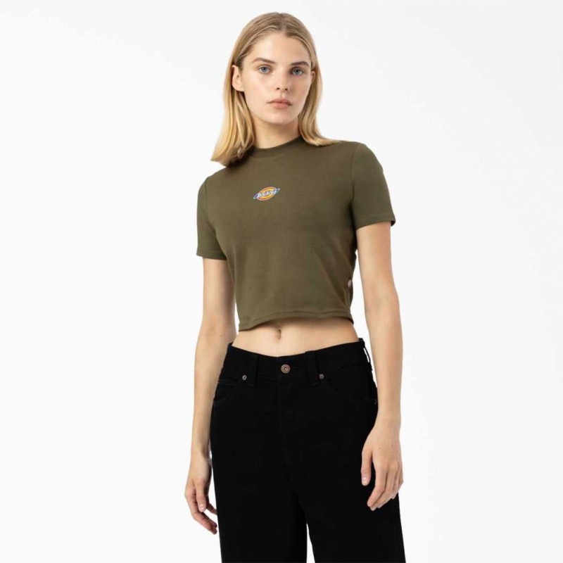 Dickies Maple Valley Cropped T-Shirt Zelene | CZ0002183