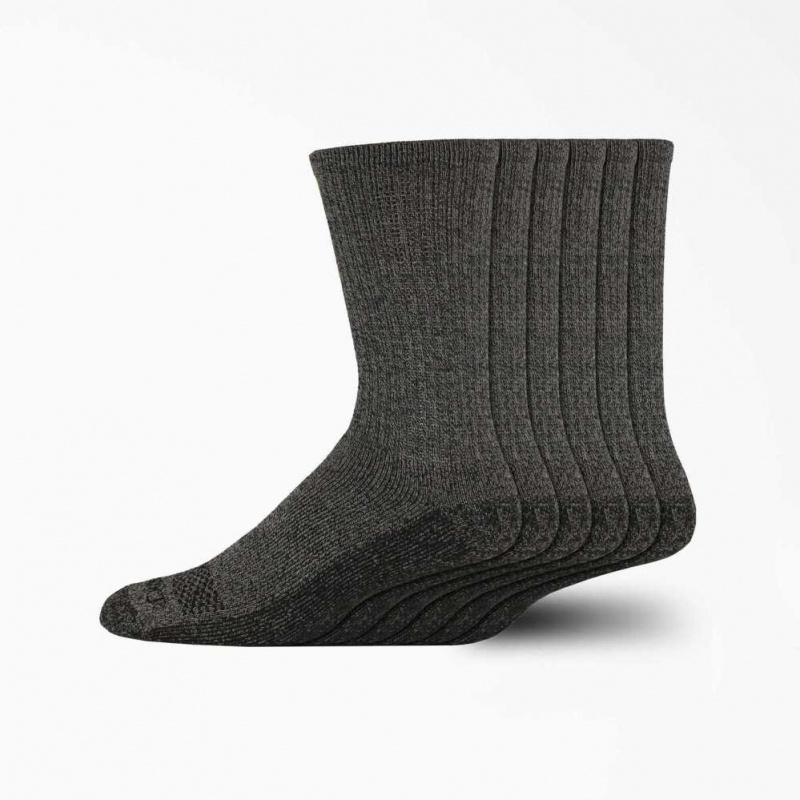 Dickies Moisture Control Crew Pracovní Socks, Size 6-12, 6-Pack Černé | CZ0001072