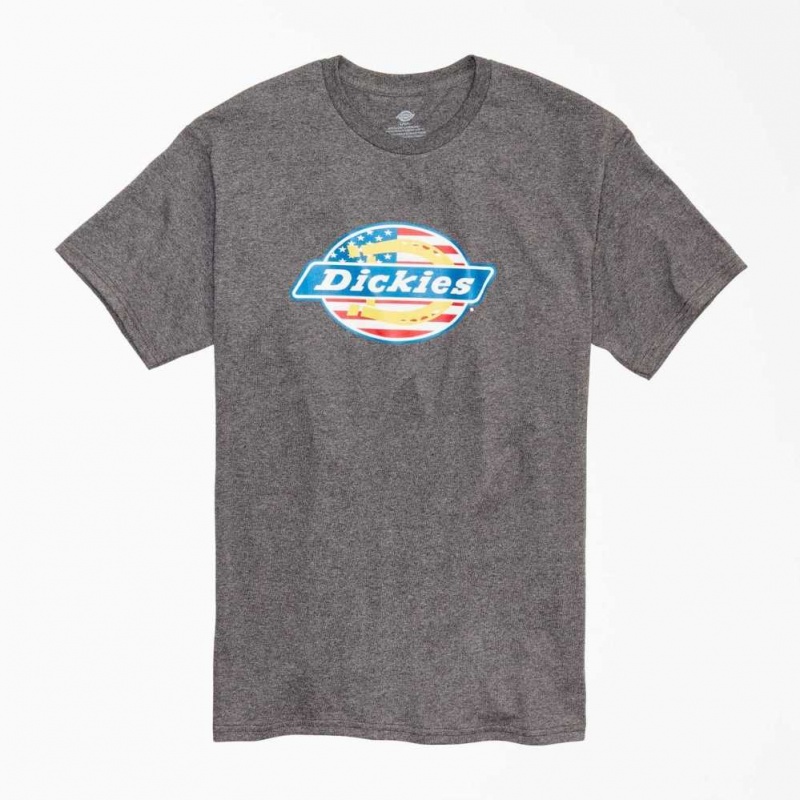 Dickies Ox Collar Flag Grafická T-Shirt Gray Heather | CZ0000790