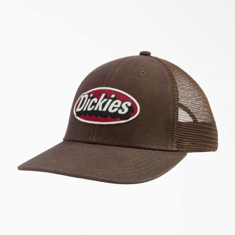 Dickies Patch Logo Trucker Cap Tmavě Hnědé | CZ0002012