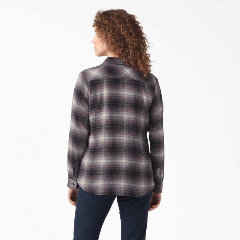 Dickies Plaid Flannel Long Sleeve Shirt Fialové | CZ0001226