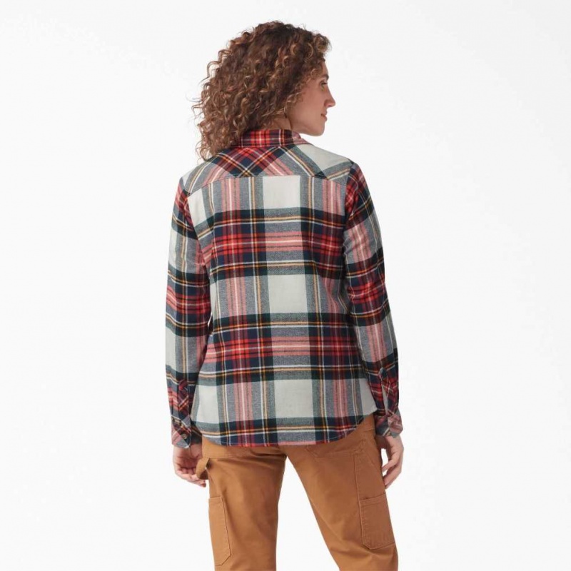 Dickies Plaid Flannel Long Sleeve Shirt Molten Lava Highland Plaid | CZ0001260