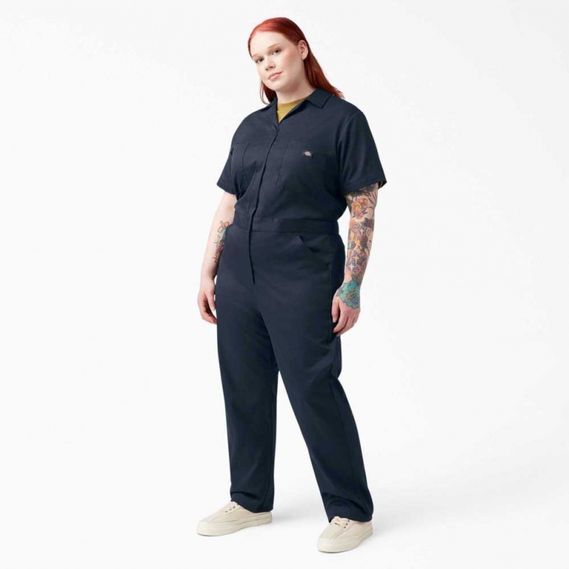 Dickies Plus FLEX Cooling Krátké Sleeve Coveralls Tmavě Tmavě Blankyt | CZ0002228