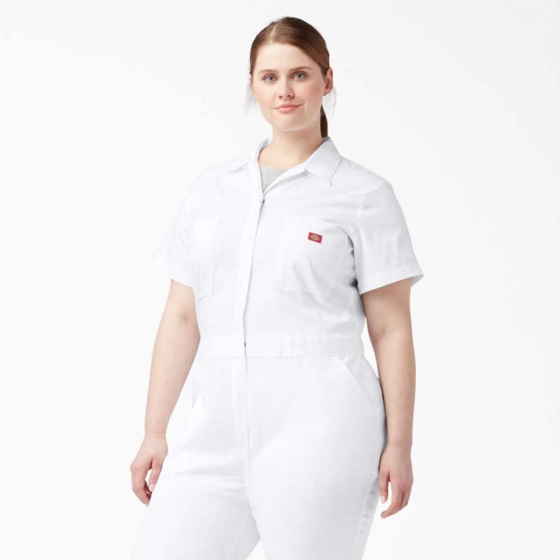 Dickies Plus FLEX Cooling Krátké Sleeve Coveralls Bílé | CZ0002261