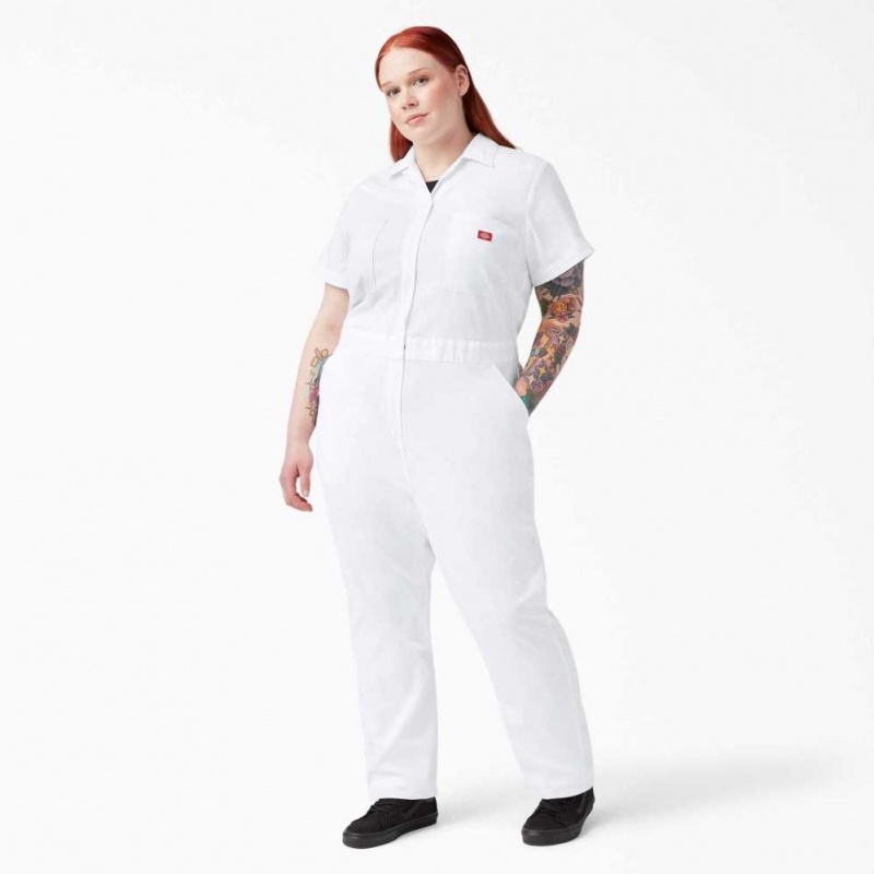 Dickies Plus FLEX Cooling Krátké Sleeve Coveralls Bílé | CZ0002261