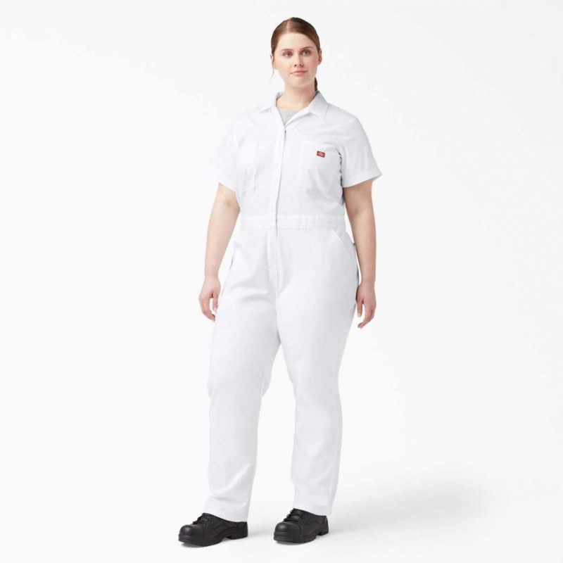 Dickies Plus FLEX Cooling Krátké Sleeve Coveralls Bílé | CZ0002261