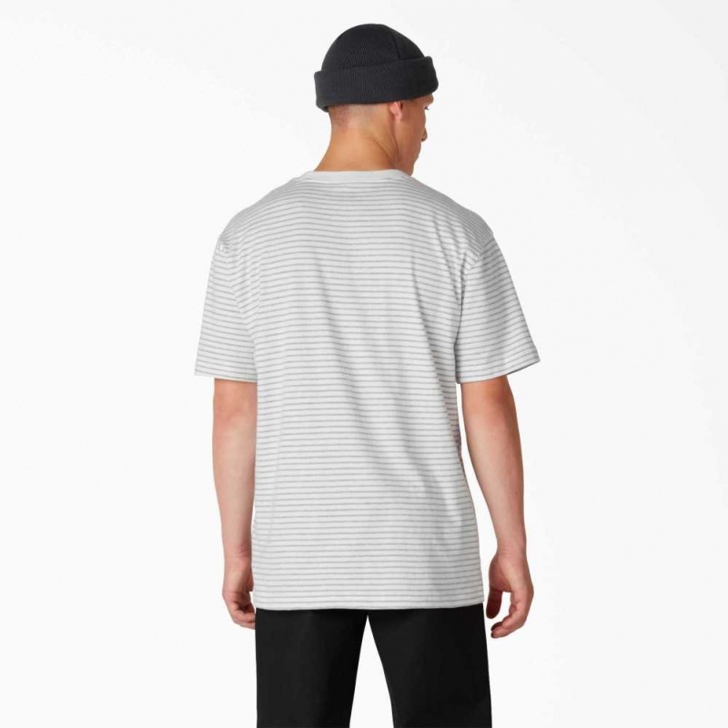 Dickies Regular Fit Pruhovaný Pocket T-Shirt Bílé | CZ0001038