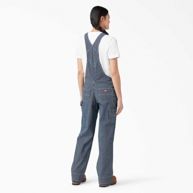 Dickies Relaxed Fit Bib Overalls Rinsed Hickory Stripe | CZ0001588