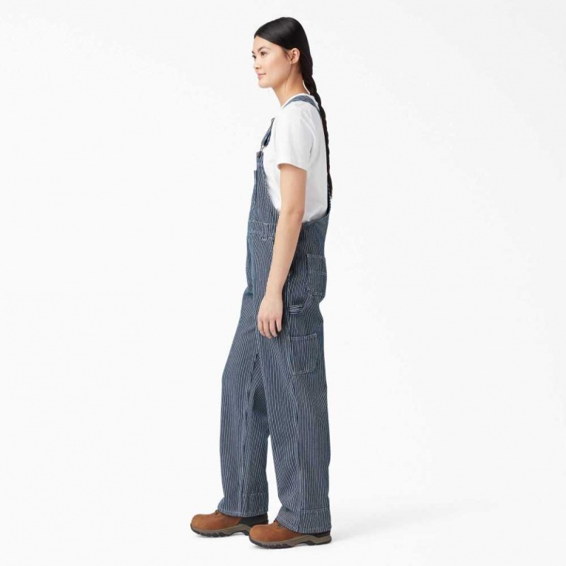 Dickies Relaxed Fit Bib Overalls Rinsed Hickory Stripe | CZ0001588