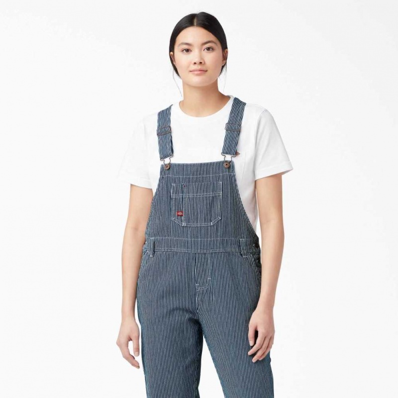 Dickies Relaxed Fit Bib Overalls Rinsed Hickory Stripe | CZ0001588