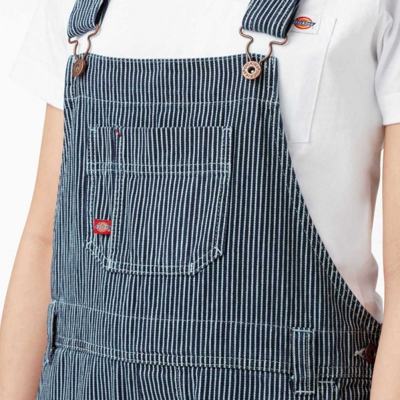 Dickies Relaxed Fit Bib Overalls Rinsed Hickory Stripe | CZ0001588