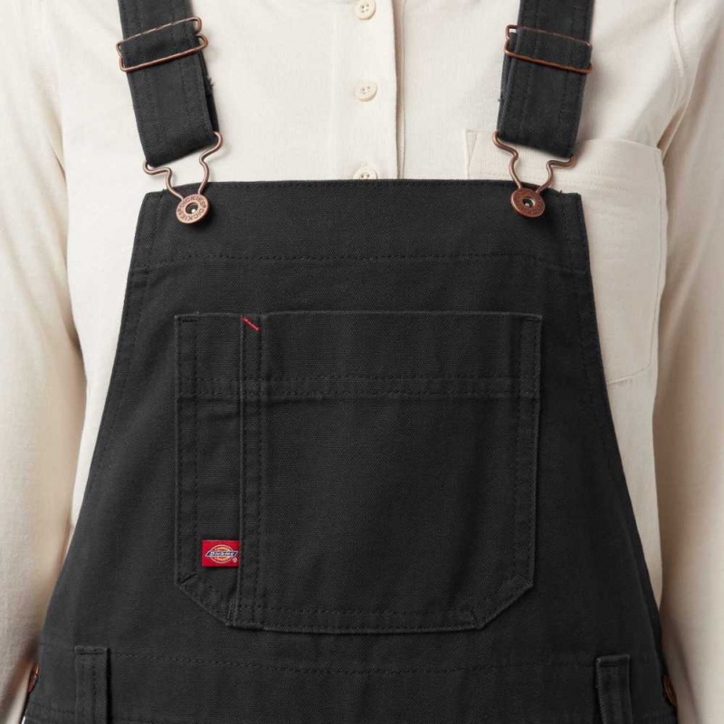 Dickies Relaxed Fit Bib Overalls Černé | CZ0001584