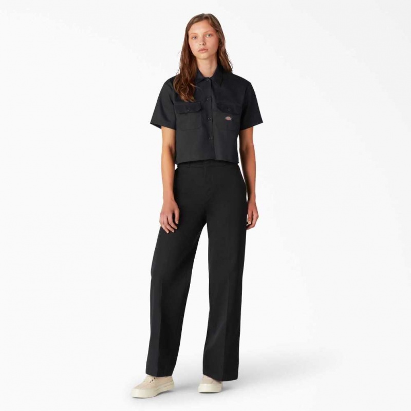 Dickies Relaxed Fit Cropped Pracovní Shirt Černé | CZ0002171