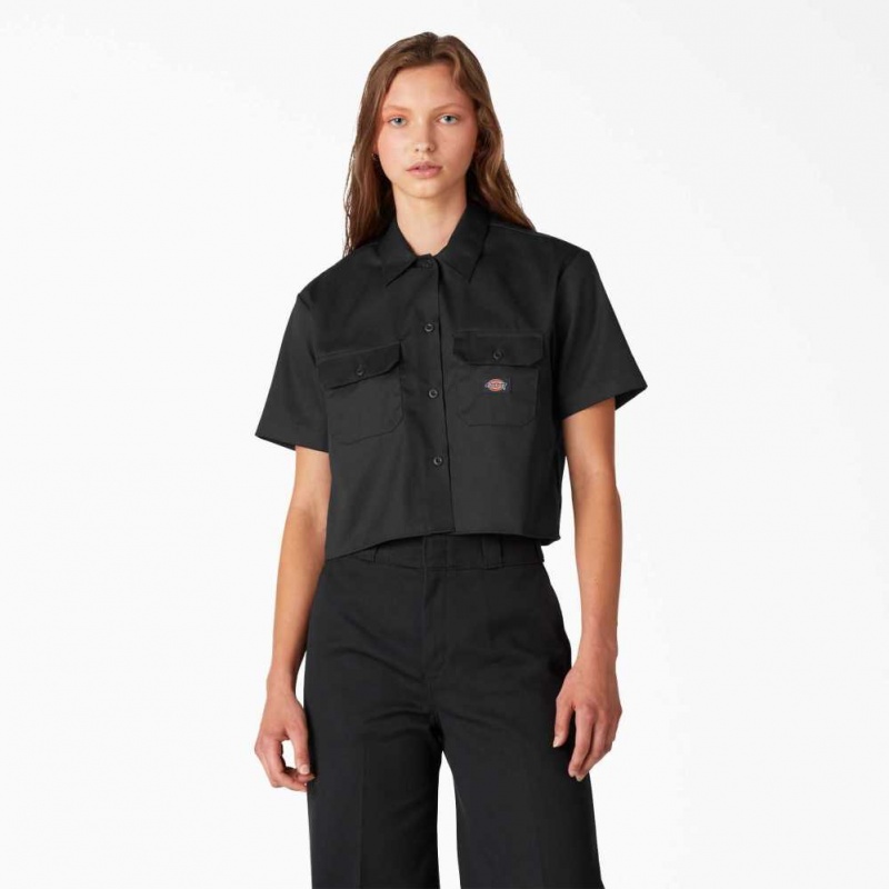 Dickies Relaxed Fit Cropped Pracovní Shirt Černé | CZ0002171