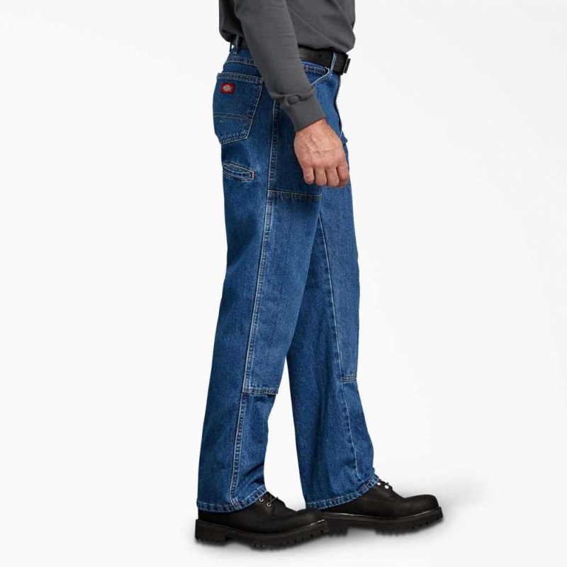 Dickies Relaxed Fit Double Knee Denim Jeans Indigo Blankyt | CZ0001693