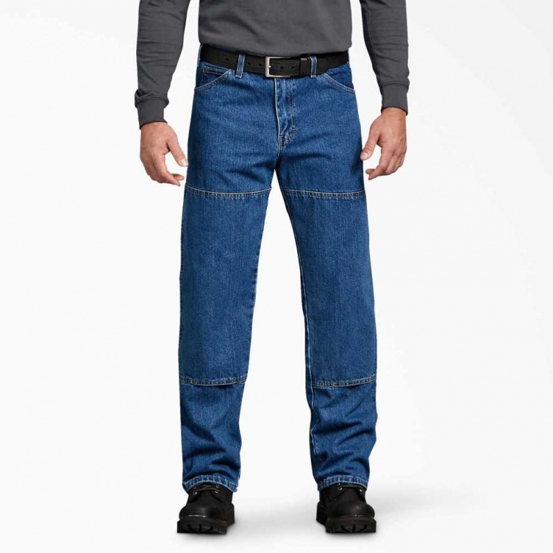 Dickies Relaxed Fit Double Knee Denim Jeans Indigo Blankyt | CZ0001693