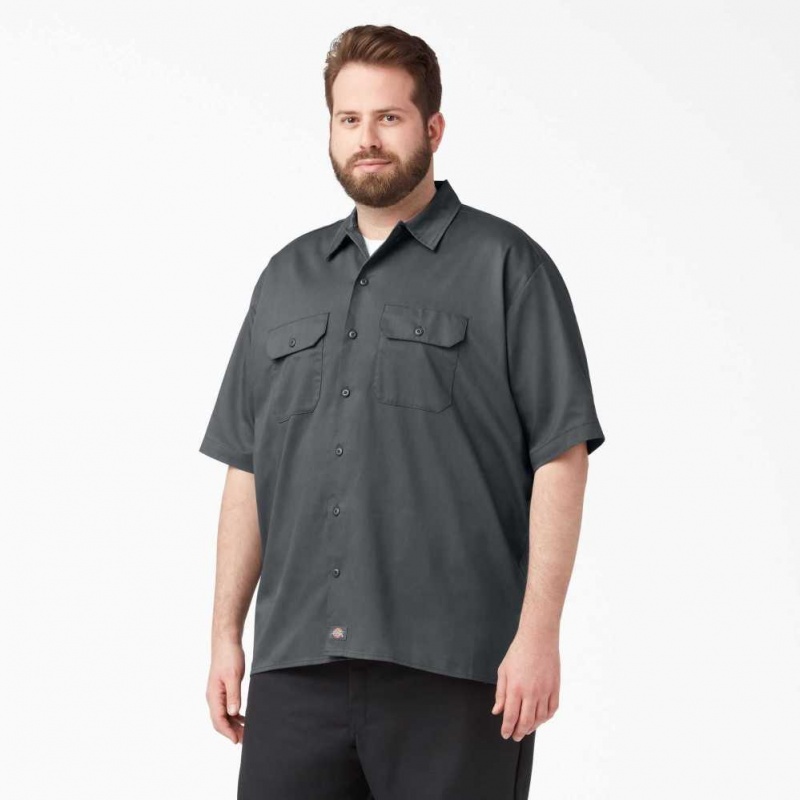 Dickies Relaxed Fit Krátké Sleeve Pracovní Shirt Charcoal Gray | CZ0000171