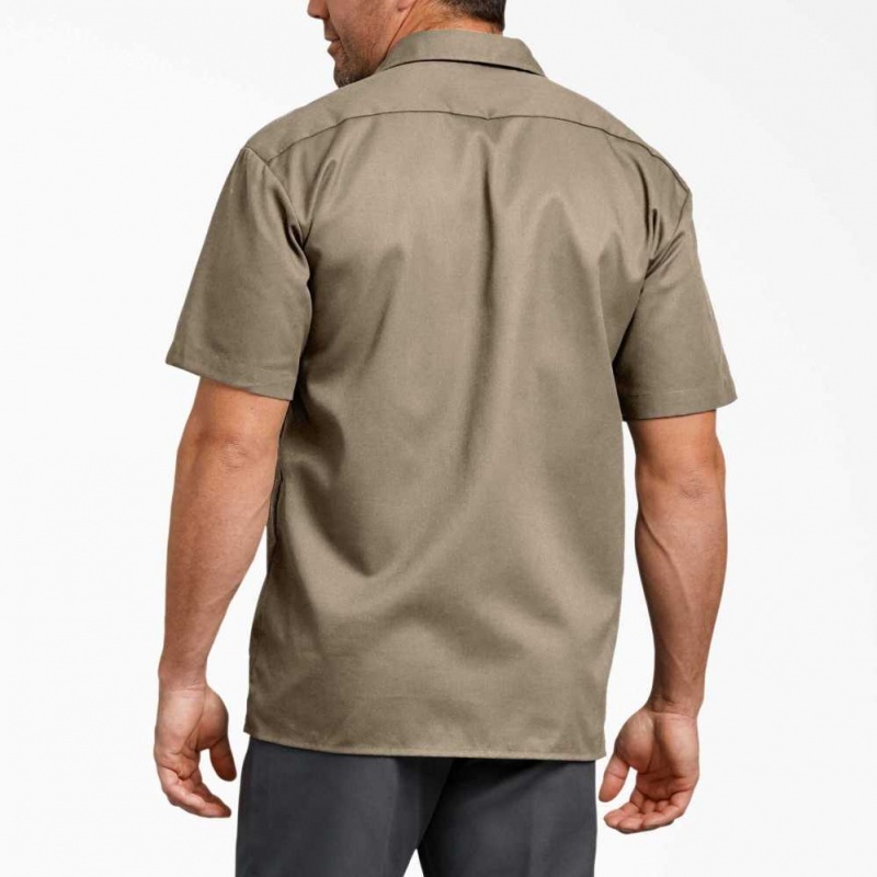 Dickies Relaxed Fit Krátké Sleeve Pracovní Shirt Desert Sand | CZ0000201