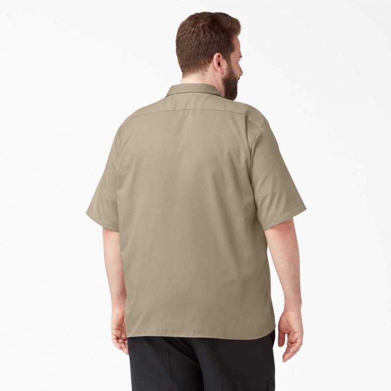 Dickies Relaxed Fit Krátké Sleeve Pracovní Shirt Desert Sand | CZ0000201