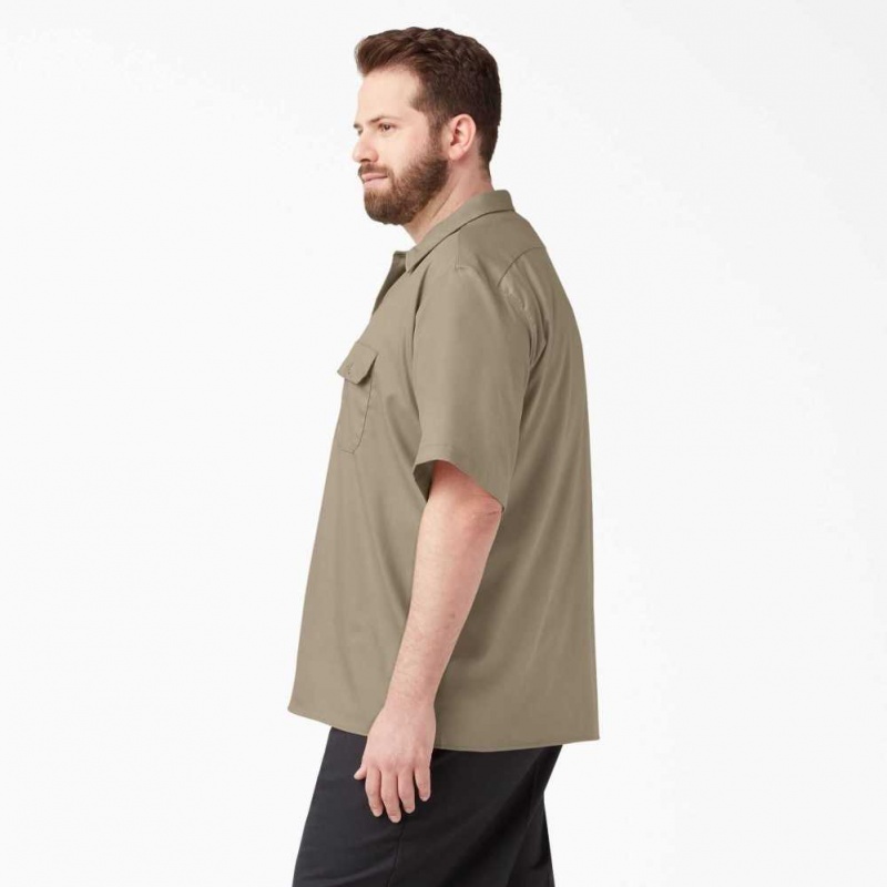 Dickies Relaxed Fit Krátké Sleeve Pracovní Shirt Desert Sand | CZ0000201