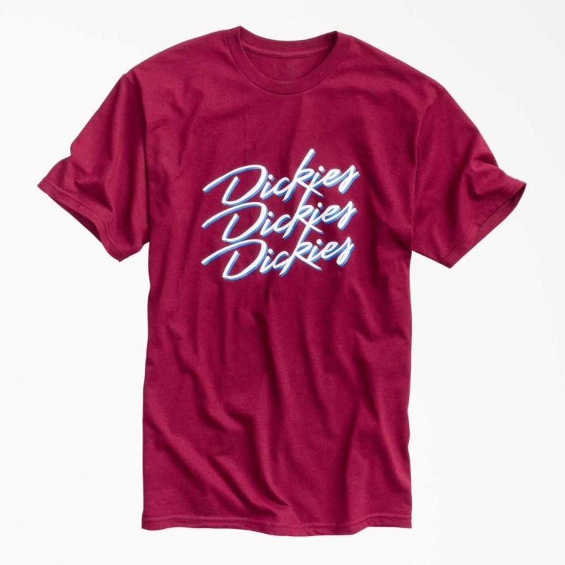 Dickies Retro Script Grafická T-Shirt Vínové | CZ0000626