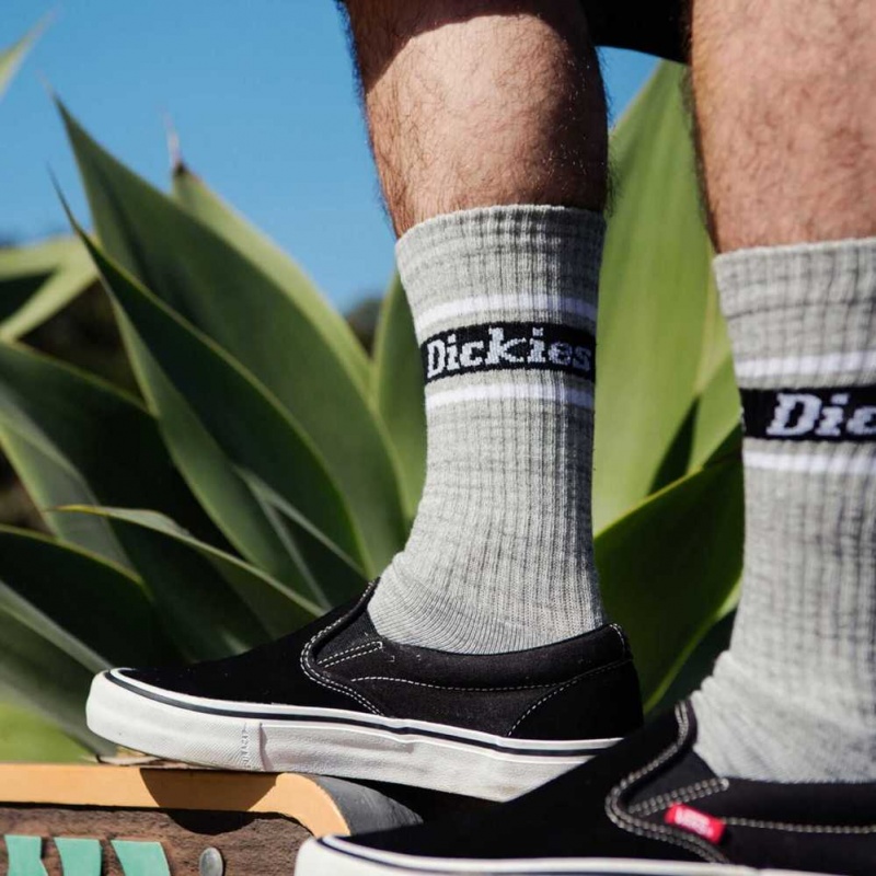 Dickies Rugby Stripe Crew Socks, Size 6-12, 4-Pack Gray | CZ0001105