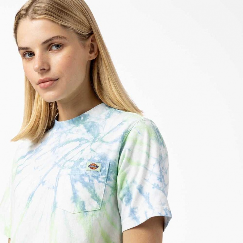 Dickies Seatac Tie-Dye Cropped T-Shirt Blankyt Zelene | CZ0000582