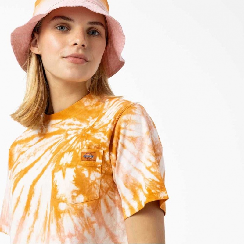 Dickies Seatac Tie-Dye Cropped T-Shirt Oranžové | CZ0000923