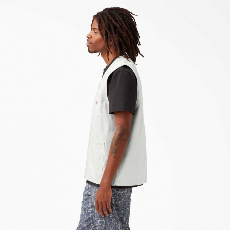 Dickies Stonewashed Duck Carpenter Vest Stonewashed Cloud | CZ0000333