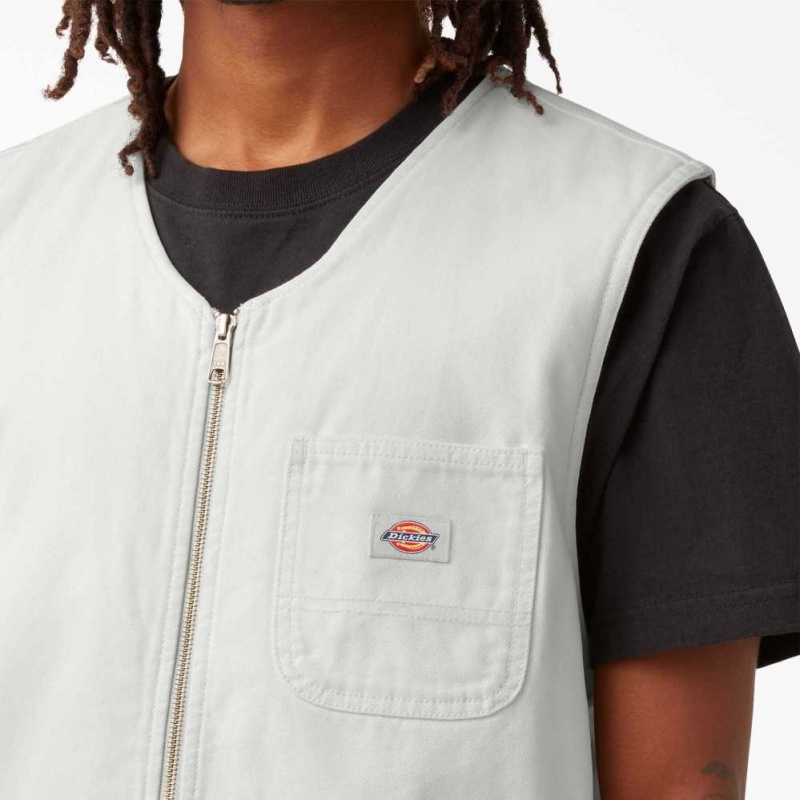 Dickies Stonewashed Duck Carpenter Vest Stonewashed Cloud | CZ0000333