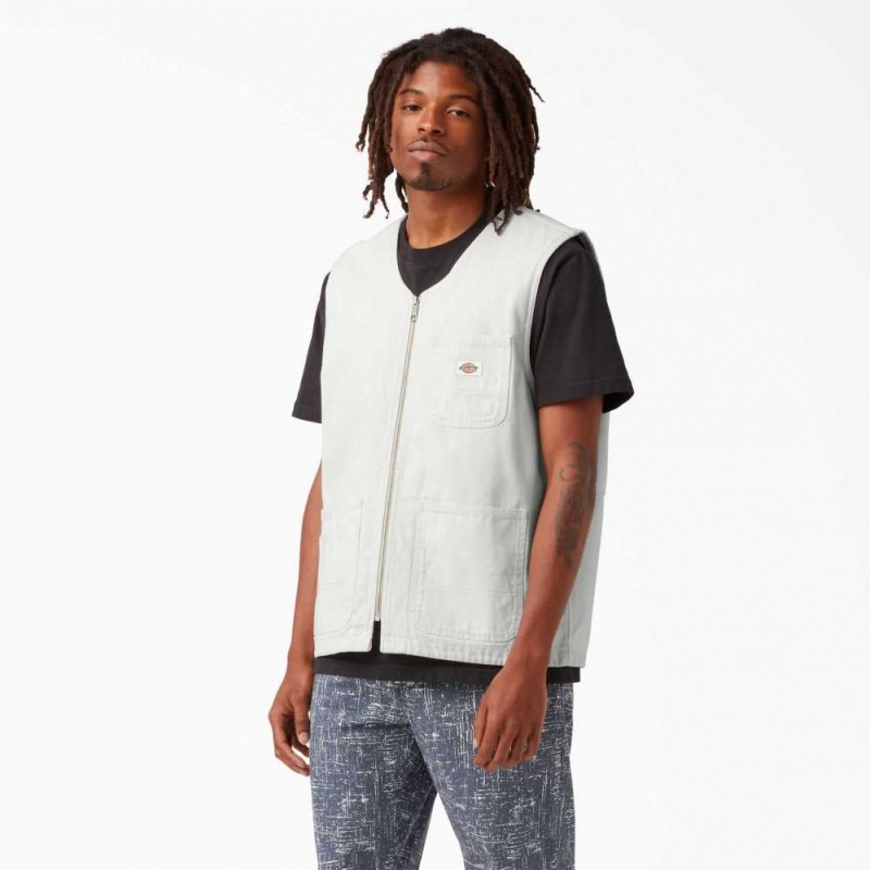 Dickies Stonewashed Duck Carpenter Vest Stonewashed Cloud | CZ0000333