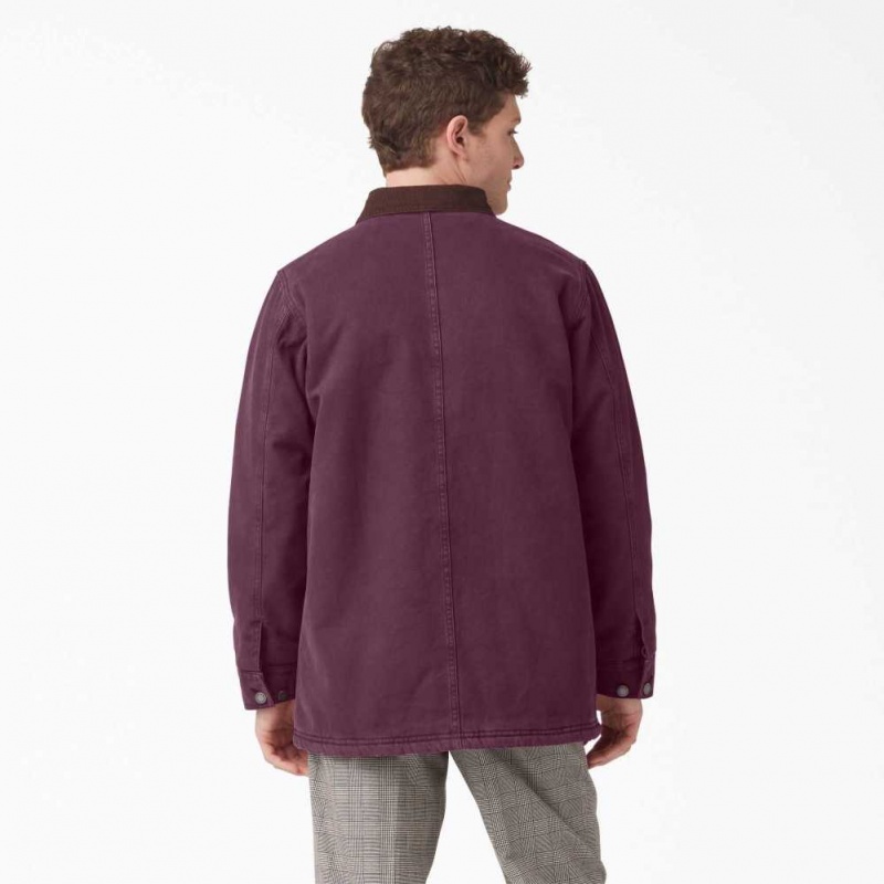 Dickies Stonewashed Duck Podšité Chore Coat Stonewashed Grape Wine | CZ0002282