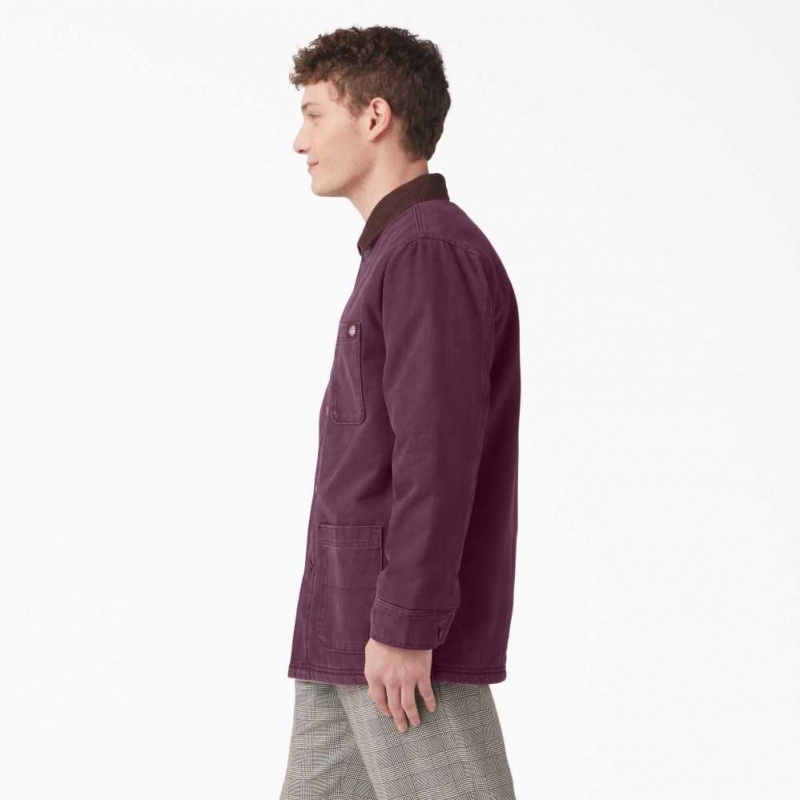 Dickies Stonewashed Duck Podšité Chore Coat Stonewashed Grape Wine | CZ0002282