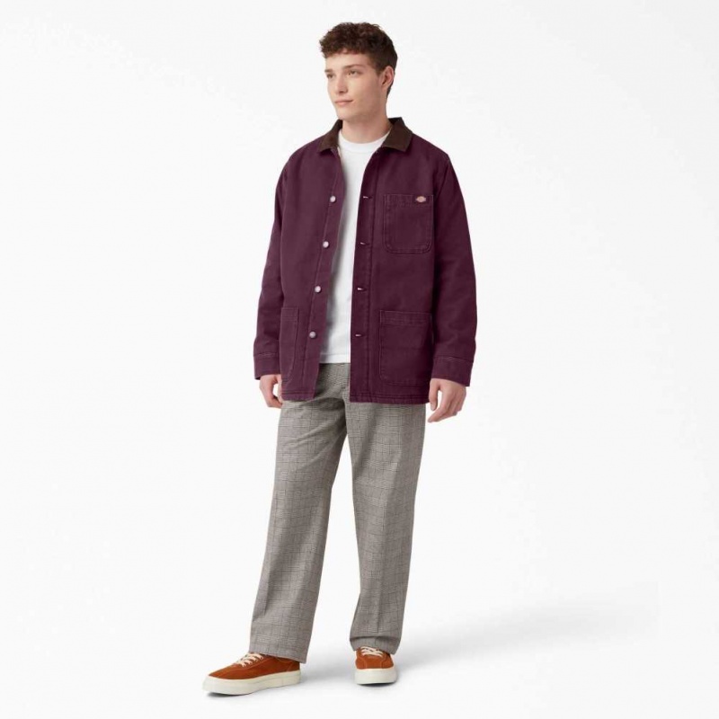 Dickies Stonewashed Duck Podšité Chore Coat Stonewashed Grape Wine | CZ0002282