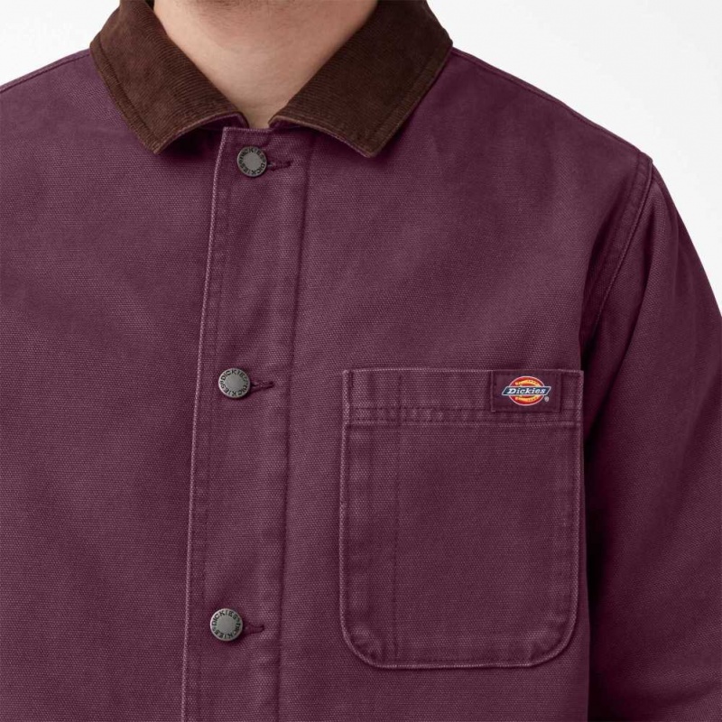 Dickies Stonewashed Duck Podšité Chore Coat Stonewashed Grape Wine | CZ0002282