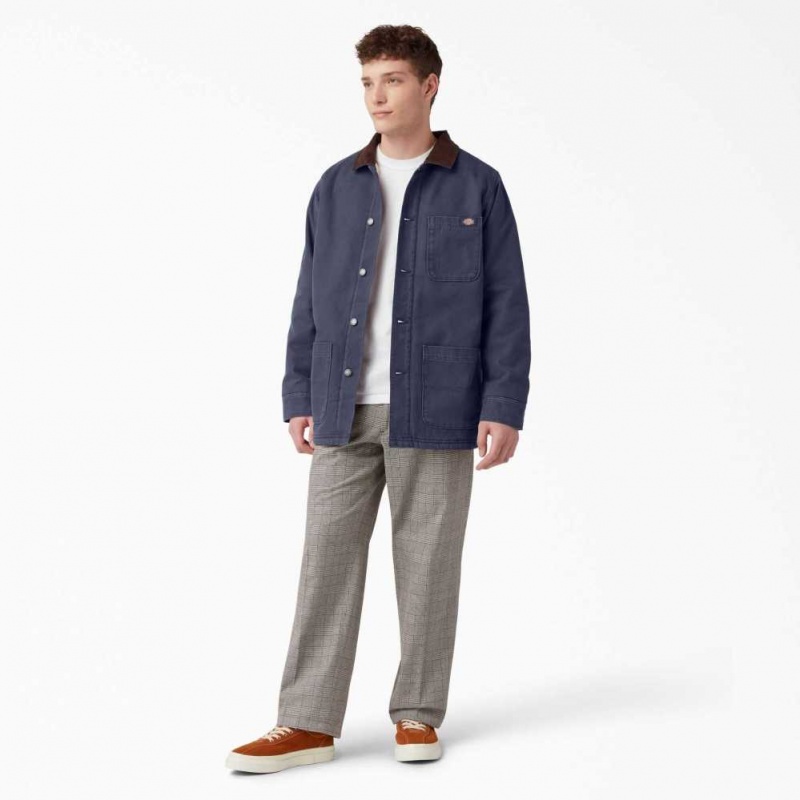 Dickies Stonewashed Duck Podšité Chore Coat Tmavě Blankyt | CZ0002284