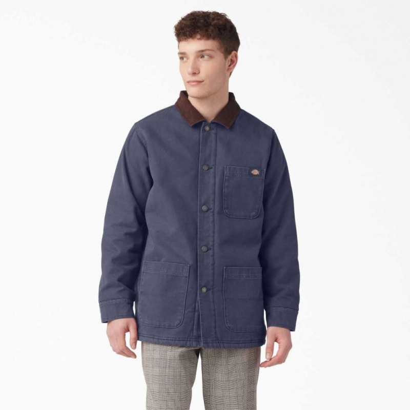 Dickies Stonewashed Duck Podšité Chore Coat Tmavě Blankyt | CZ0002284