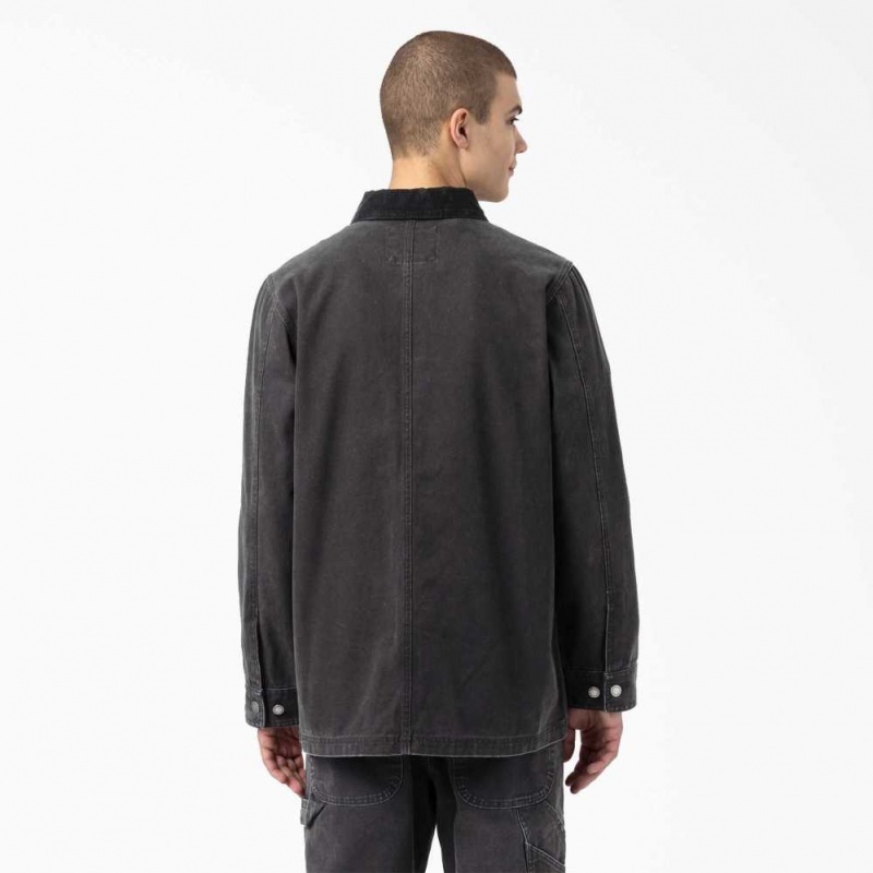 Dickies Stonewashed Duck Unlined Chore Coat Černé | CZ0002279