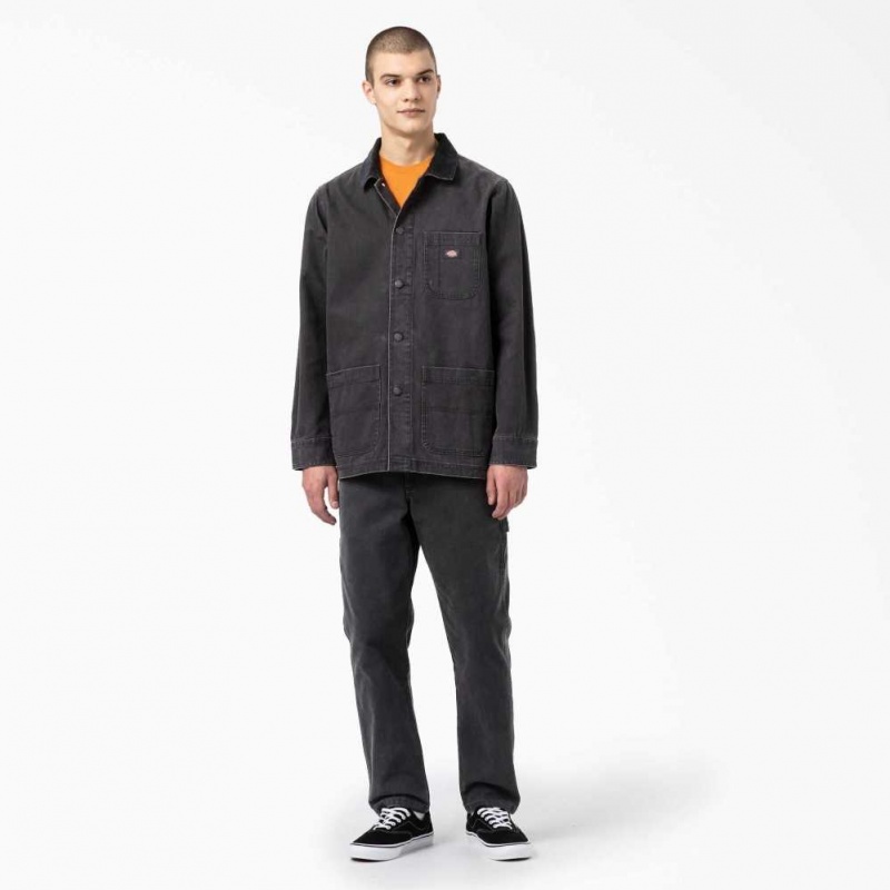 Dickies Stonewashed Duck Unlined Chore Coat Černé | CZ0002279