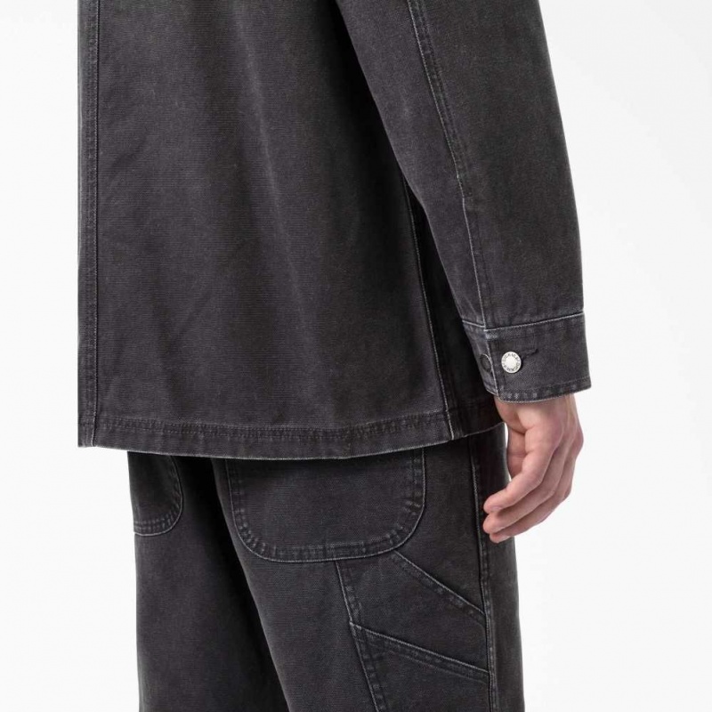 Dickies Stonewashed Duck Unlined Chore Coat Černé | CZ0002279