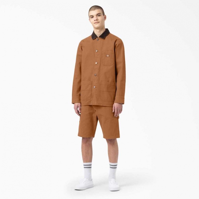 Dickies Stonewashed Duck Unlined Chore Coat Hnědé | CZ0002281