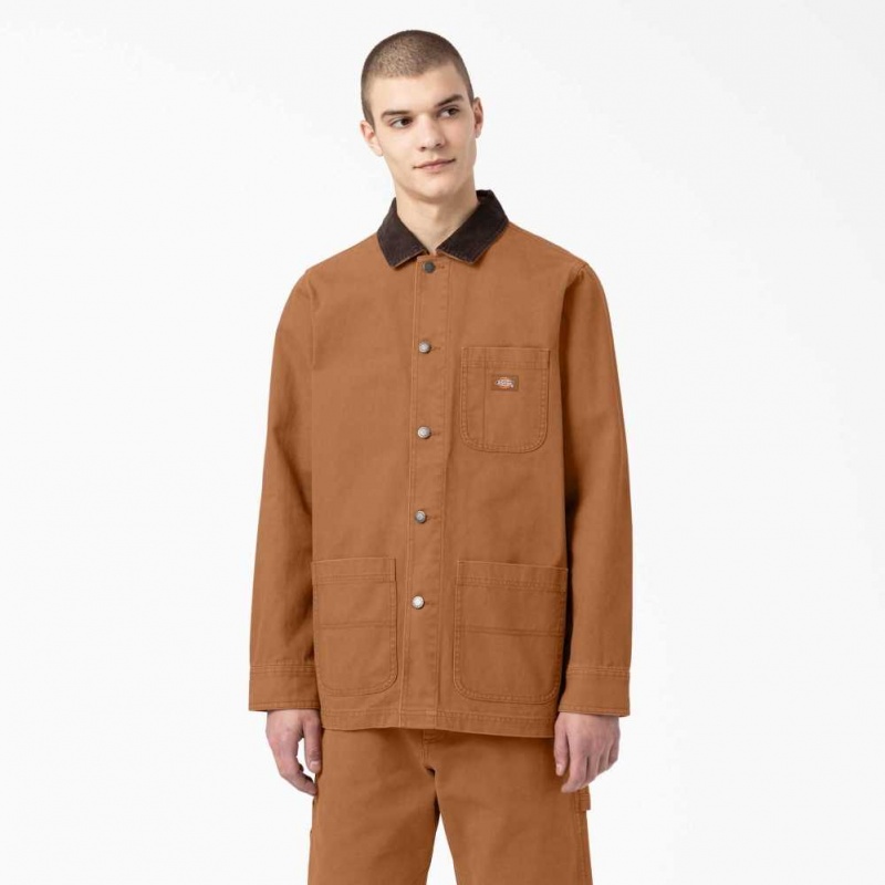 Dickies Stonewashed Duck Unlined Chore Coat Hnědé | CZ0002281